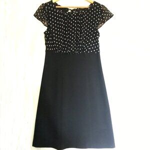 Vintage Lori Michaels Rockabilly Polka Dot Chiffon Scuba Dress Pin Up High Waist